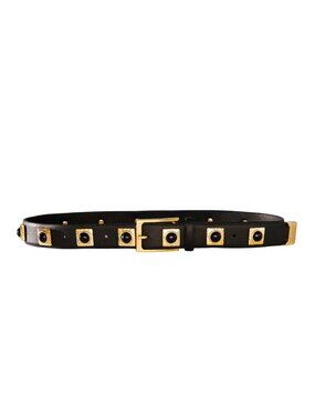 XXS AUREUM No. 2 Studded Belt in Black Leather & Gold Studs